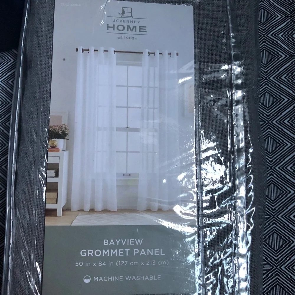 JCPenney Home Bayview Gray Sheer Grommet Curtain Panel 84” set of TWO